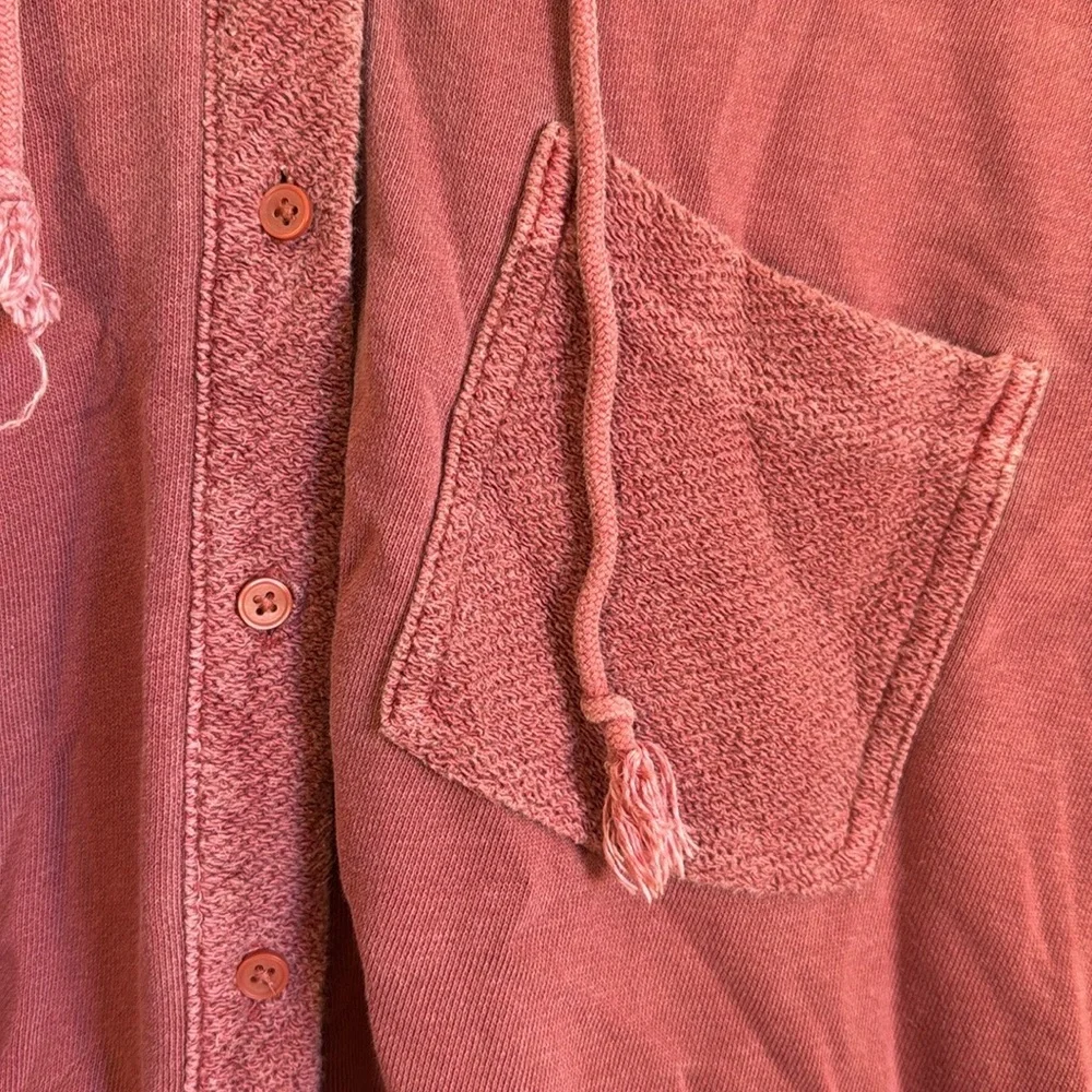 American Eagle Cropped Oversized Button-Up Hoodie Faded Pink/Red Size Large - Picture 4 of 11
